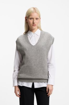 Sleeveless sweater in a wool blend, Light Grey