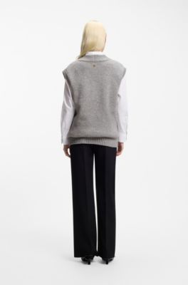 Sleeveless sweater in a wool blend, Light Grey
