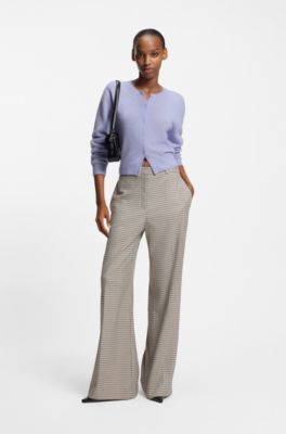 Buttoned cardigan with tonal logo embroidery, Purple