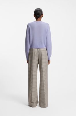 Buttoned cardigan with tonal logo embroidery, Purple