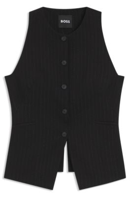 Slim-fit waistcoat in pinstripe crepe, Patterned