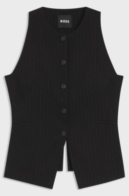 Slim-fit waistcoat in pinstripe crepe, Patterned
