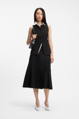 Slim-fit waistcoat in pinstripe crepe, Patterned