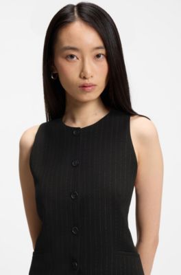 Slim-fit waistcoat in pinstripe crepe, Patterned
