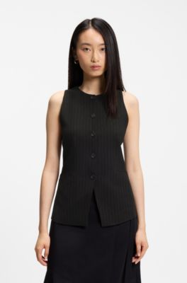 Slim-fit waistcoat in pinstripe crepe, Patterned