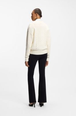 Oversized-fit sweater with cable knit, Natural