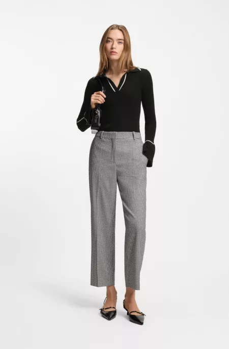 Pull en maille à col polo et passepoil contrastant