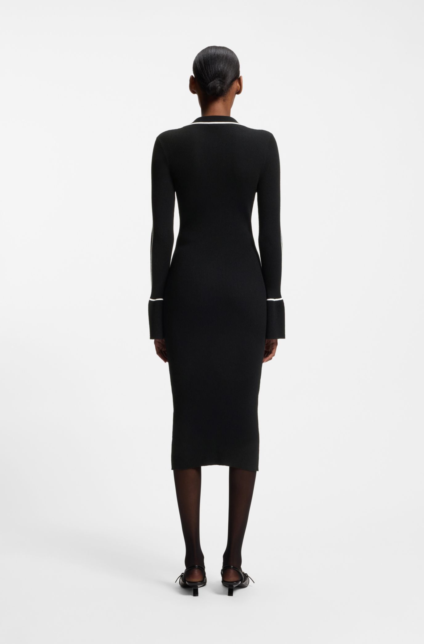 HUGO - Tube dress with contrast piping - Black