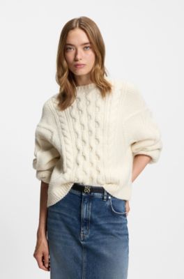 Italian-leather belt with stacked-logo buckle, Black