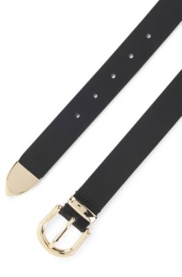 Italian-leather belt with gold-tone tip, Black