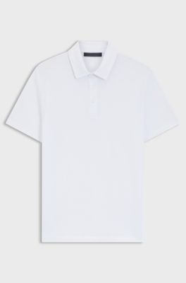 BECKHAM x BOSS polo shirt in cotton and silk, White