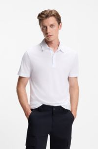 Polo van katoen en zijde uit de BECKHAM x BOSS-collectie, Wit