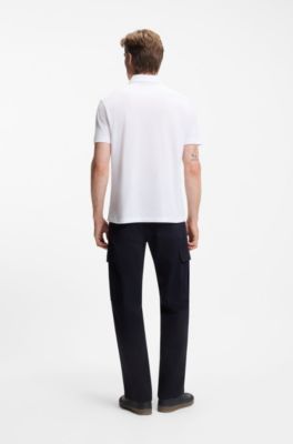 BECKHAM x BOSS polo shirt in cotton and silk, White