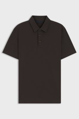 BECKHAM x BOSS polo shirt in cotton and silk, Dark Brown