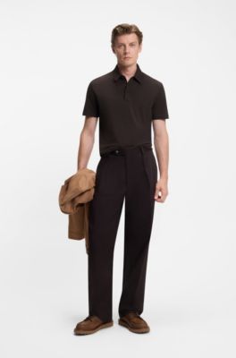 Poloshirt i bomuld og silke fra BECKHAM x BOSS, M&oslash;rkebrun