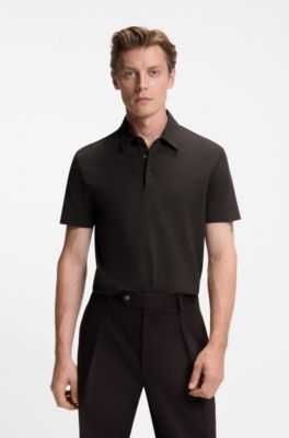 BECKHAM x BOSS polo shirt in cotton and silk, Dark Brown