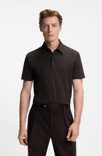 Polo BECKHAM x BOSS en coton et soie, Marron foncé