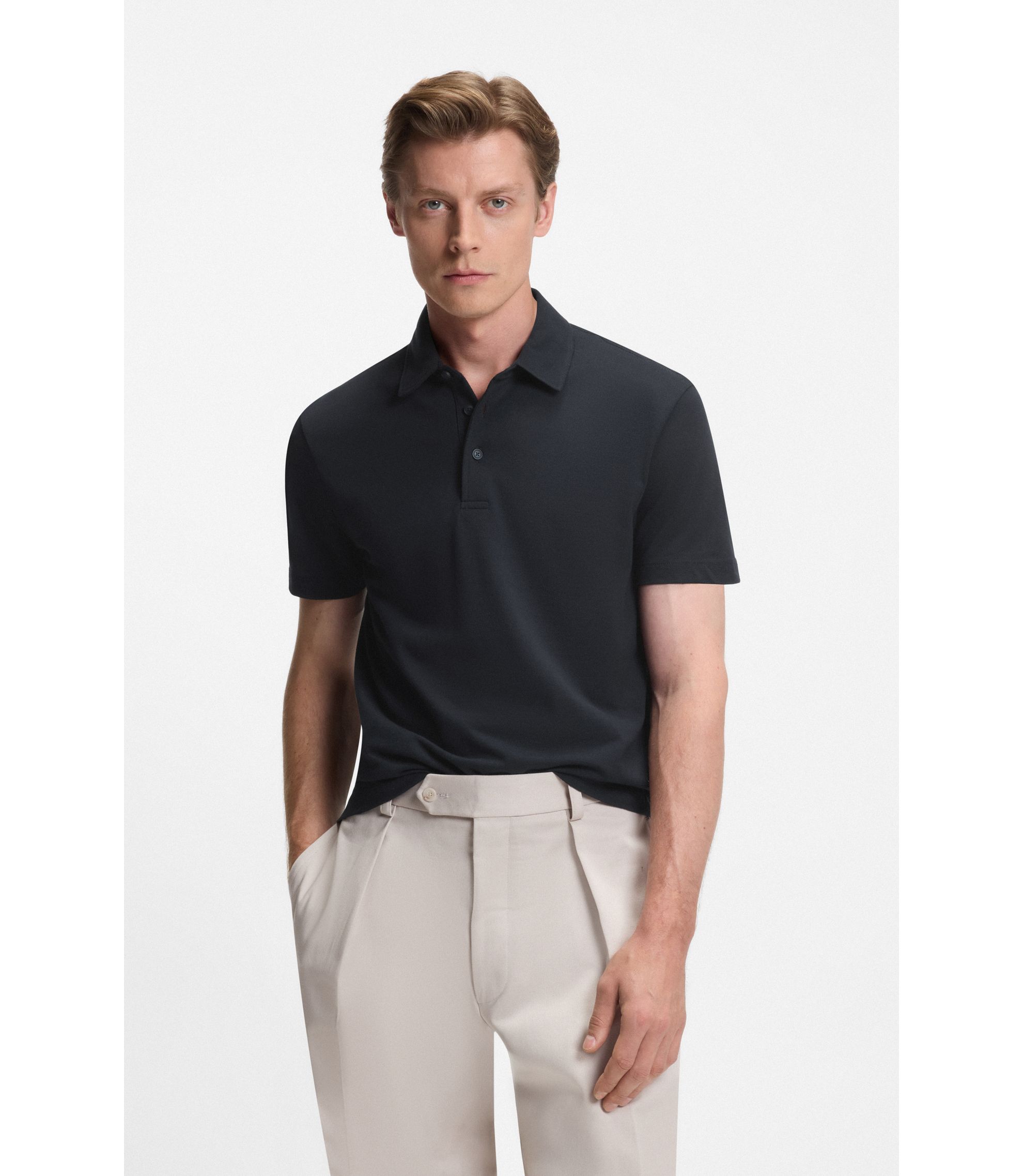 BECKHAM x BOSS Poloshirt aus Baumwoll-Mix mit Seide