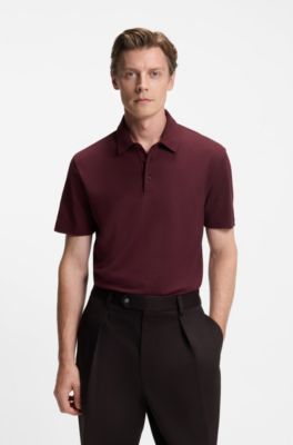 BECKHAM x BOSS polo shirt in cotton and silk, Dark Red