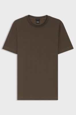 Mercerised cotton-blend piqu&eacute; T-shirt , Khaki