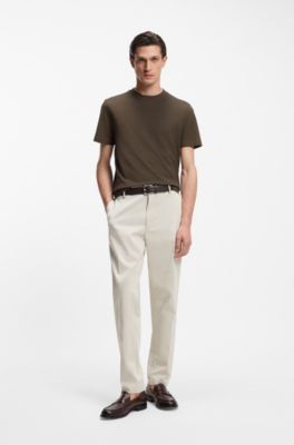 Mercerised cotton-blend piqu&eacute; T-shirt , Khaki