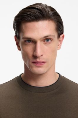 Mercerised cotton-blend piqu&eacute; T-shirt , Khaki