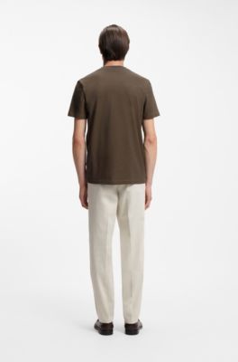Mercerised cotton-blend piqu&eacute; T-shirt , Khaki