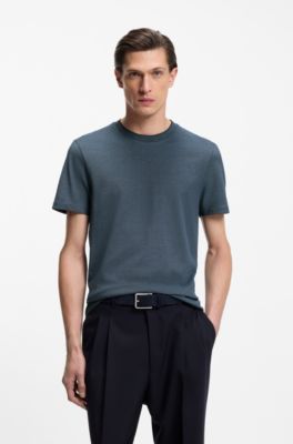 Mercerised cotton-blend piqu&eacute; T-shirt , Light Blue