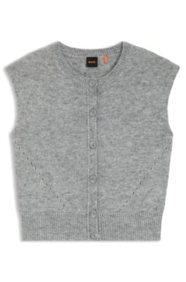 Sleeveless cardigan in a regular fit, Grey