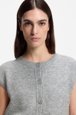 Sleeveless cardigan in a regular fit, Grey