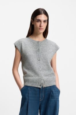 Sleeveless cardigan in a regular fit, Grey