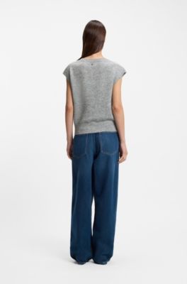 Sleeveless cardigan in a regular fit, Grey