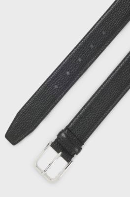 Italian-leather belt with pin buckle, Black