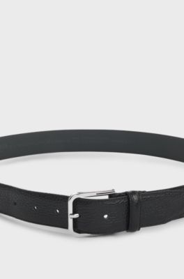 Italian-leather belt with pin buckle, Black