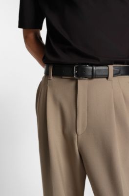 Italian-leather belt with pin buckle, Black