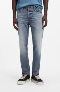Tapered-fit jeans in blue comfort-stretch denim, Light Blue