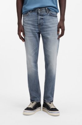 Hugo Tapered-fit jeans in blue comfort-stretch denim