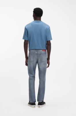 Tapered-fit jeans in blue comfort-stretch denim, Light Blue