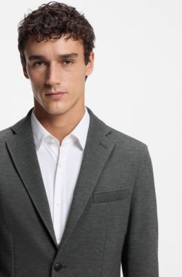 Slim-fit blazer in performance-stretch fabric, Silver
