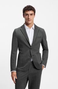 Slim-fit blazer in performance-stretch fabric, Silver