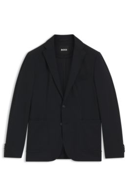 Slim-fit blazer in performance-stretch fabric, Dark Blue