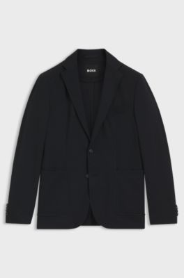 Slim-fit blazer in performance-stretch fabric, Dark Blue