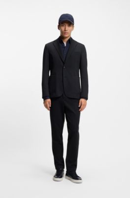 Slim-fit blazer in performance-stretch fabric, Dark Blue