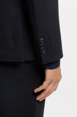 Slim-fit blazer in performance-stretch fabric, Dark Blue