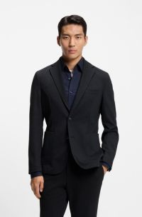Slim-fit blazer in performance-stretch fabric, Dark Blue
