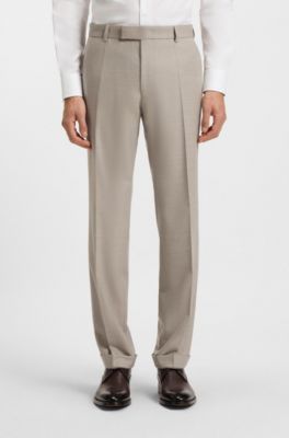 Abito due pezzi regular fit in lana vergine a spina di pesce, Beige chiaro