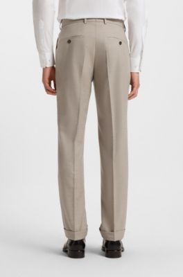 Two-piece regular-fit suit in herringbone virgin wool, Light Beige