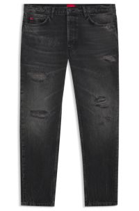 Tapered-fit jeans in grey cotton denim, Dark Grey