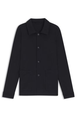 Relaxed-fit overshirt in performance-stretch fabric, Dark Blue
