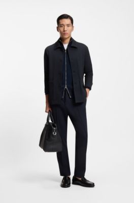 Relaxed fit-overshirt i performance stretch-tyg, M&ouml;rkbl&aring;